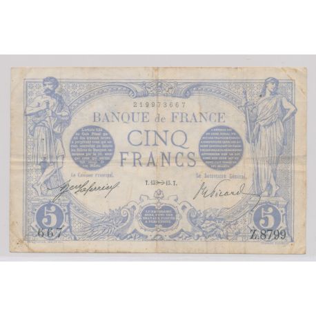 5 Francs Bleu - 13.11.1915 - Z.8799 - TTB