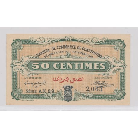 50 Centimes 1916 - Constantine - Série AN 39 - TTB+