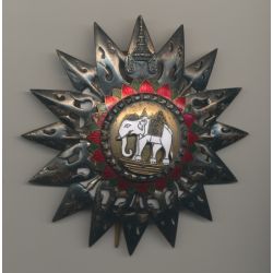 Thailande - Ordre Éléphant blanc - Plaque grand croix ou grand officier - argent et vermeil - avec poinçon