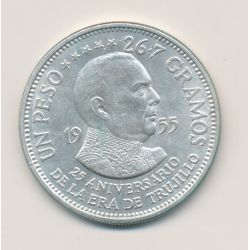 République Dominicaine - 1 Peso 1955 - 25e anniversaire de Trujillo - argent - TTB+