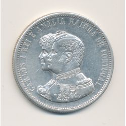 Portugal - 1000 Reis 1898 - Charles I et Amélie - argent - TTB+