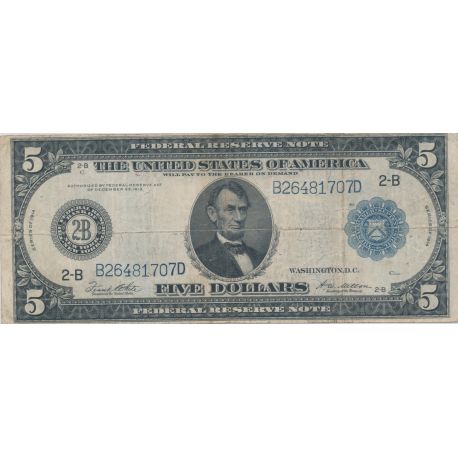 Etats-Unis - 5 Dollars 1914 - Abraham Lincoln