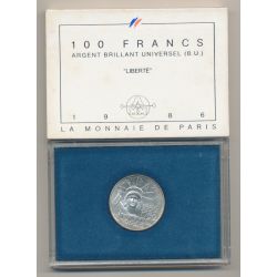 Coffret - 100 Francs Liberté - 1986 - argent Brillant universel