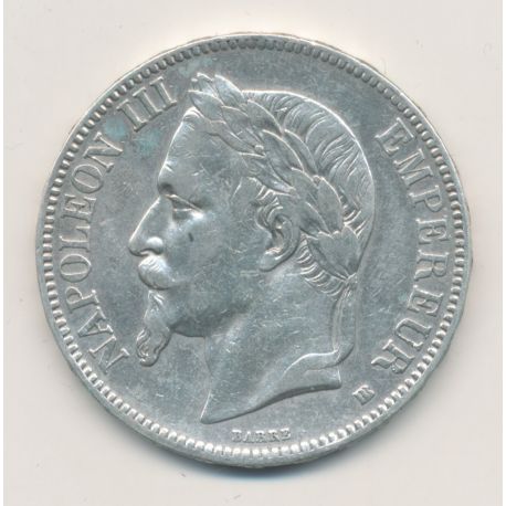 5 Francs Napoléon III - 1867 BB Strasbourg - Tête laurée - TB+