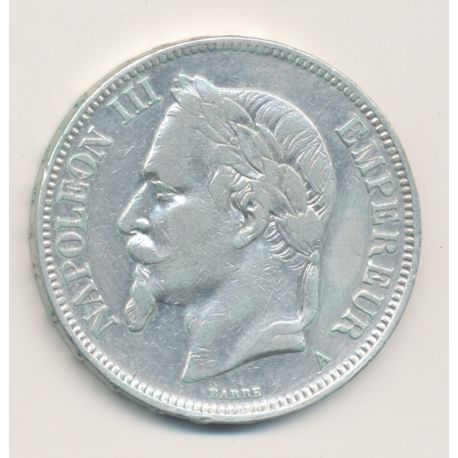5 Francs Napoléon III - 1870 A Paris - Tête laurée - TB+