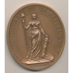 Médaille - Police générale de la république - 12 nivose AN IV - Direction générale de la police nationale - bronze - forme ovale