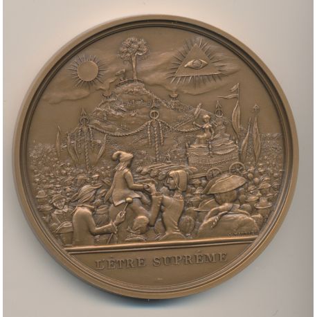 Médaille - L'être suprême - 14 juillet 1790 - Bicentenaire de la révolution Française - bronze - 77mm - 1987 - SPL