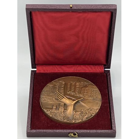 Médaille - Journée achèvement de la reconstruction Française - 1944-1963 - Congrès de caen - Duroux - bronze - 69mm - SUP