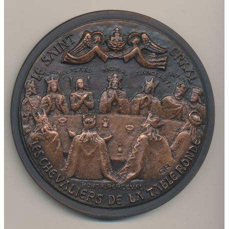 Médaille - Les chevaliers de la table ronde - la légende du roi arthur - 1977 - N°4/100 - cuivre - 85mm - SPL