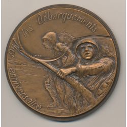 Médaille - 40e anniversaire les débarquements - la résistance 1944-1984 - bronze - 77mm - SUP