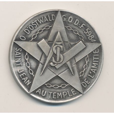 Médaille - Orient d'Ostwald - St jean du temple de l'amitié - bronze argenté - 40mm - SPL