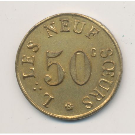 Jeton - Les Neuf soeurs - 50 Centimes - laiton 21mm - Labouret N°297 - SUP