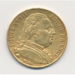 Louis XVIII - 20 Francs Or - 1814 K Bordeaux - Buste habillé - TTB+