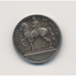 Médaille - Rétablissement statue équestre Louis XIV à Lyon 1825 - argent 15mm - TTB+