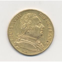 Louis XVIII - 20 Francs Or - 1815 L Bayonne - Buste habillé - TTB+
