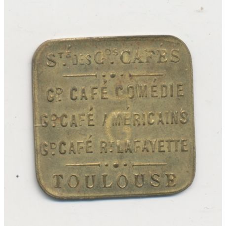 5 Centimes 1914-15-16 - Toulouse - Société grands cafés - laiton carré - SUP+