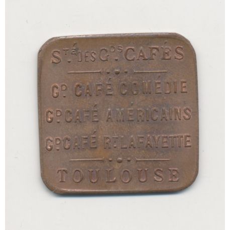 5 Centimes 1914-15-16 - Toulouse - Société grands cafés - cuivre carré - SPL