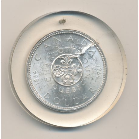 Canada - 1 Dollar 1964 - Charlettown quebec - argent - sous plexi - TTB