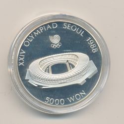 Corée - 5000 Won 1987 - stade - Jeux Olympiques 1988 - argent - FDC