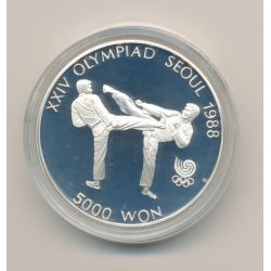 Corée - 5000 Won 1987 - tae kwen do - Jeux Olympiques 1988 - argent - FDC
