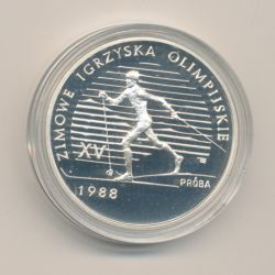 Pologne - 1000 Zloty 1987 - Ski de fond - Jeux Olympiques 1988 - argent 16,5g - FDC