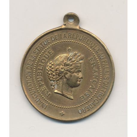 Médaille - Exposition universelle Paris 1878 - inauguration statue - laiton 32mm - SUP