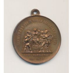 Médaille - Union patriotique 1870 - garde mobile - laiton 28mm - SUP+