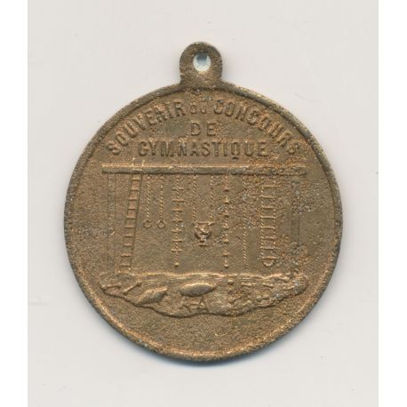 Médaille - concours gymnastique - Lille 1877 - laiton 35mm - TB