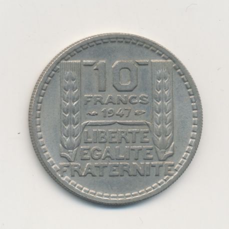 10 Francs Turin - 1947 - Grosse tête - Rameaux courts - SUP+