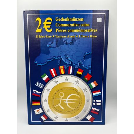 Coffret collecter - 2 Euro 10 ans euro 2009 - Drapeaux en couleur - 16 monnaies