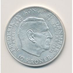 Danemark - 10 Kroner 1972 - Frederik IX et Margrethe II - argent - SUP