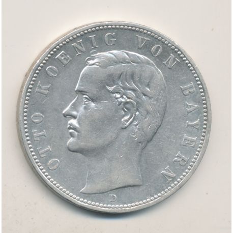 Allemagne - 5 Mark 1907 D Munich - Bayern - argent - TTB+