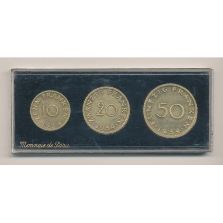 SAARLAND - Coffret 10,20,50 Franken 1954 essai 