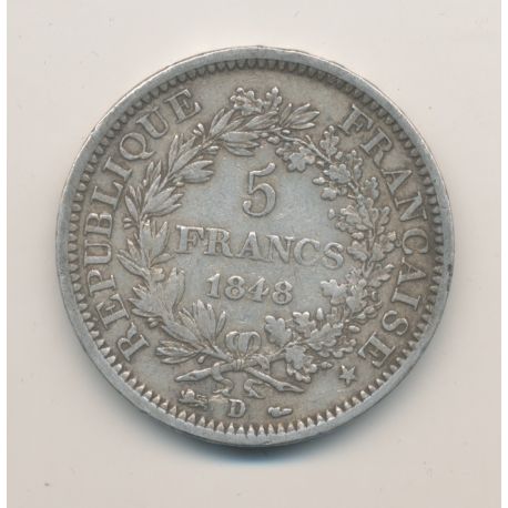5 Francs Hercule - 1848 D Lyon - TB+