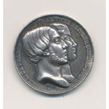 Médaille - Mariage Henri V et Marie Thérèse - 1846 - argent - 20mm - TTB+