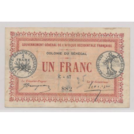Sénégal - 1 Franc 1917 - TTB