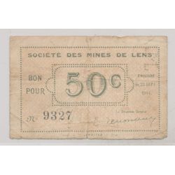 Dept62 - 50 centimes 1914 - Mines de Lens - TB