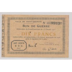 Dept02 - 10 Francs 1915 - St Quentin - TB