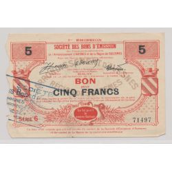 Dept 59 - 5 Francs 1914-1916 - Caudry - TTB+