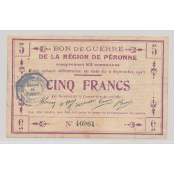 Dept80 - 5 Francs 1915 - Péronne - TTB