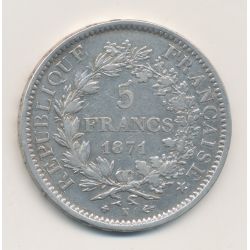5 Francs Hercule - 1871 K Bordeaux - TB+/TTB