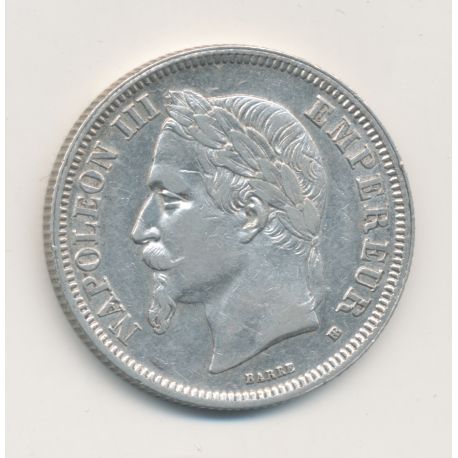 Napoléon III - Tête laurée - 2 Francs - 1866 BB Strasbourg - TTB+