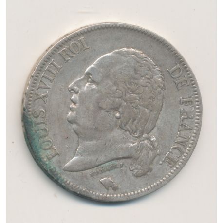 5 Francs Louis XVIII - Buste nu - 1823 Q Perpignan - TB/TB+
