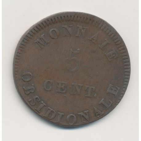 5 Centimes - 1814 V - au dessus du ruban - Napoléon empereur - Siège d'Anvers - TB+