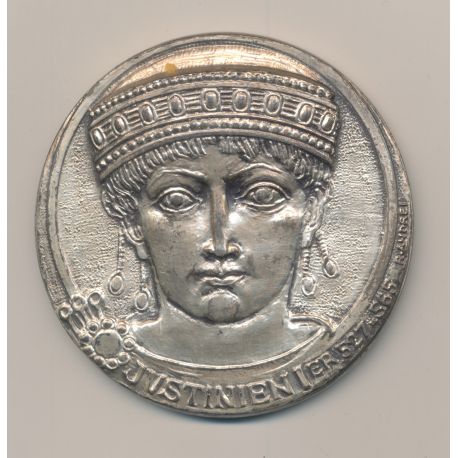 Médaille - Justinien 1er - Notariat Français - argent 135g - 60mm - TTB+