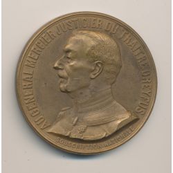 Médaille - Général Mercier - Justicier du traitre Dreyfus - bronze 50mm - TTB+