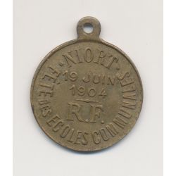 Médaille - Fête des écoles communales - Niort - 19 juin 1904 - laiton - TTB+