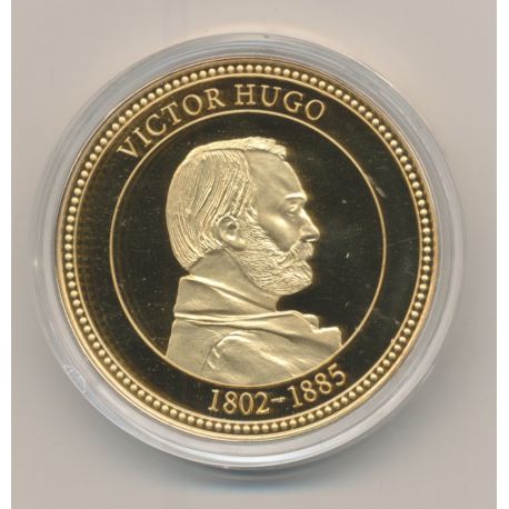 Médaille - Victor Hugo - collection France - doré à l'or fin - 40mm