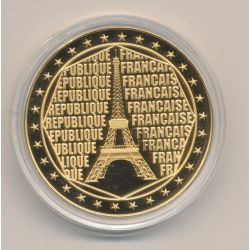 Médaille - Tour eiffel - collection France - doré à l'or fin - 40mm