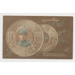 Carte postale - Soldat poilu et la nouvelle 10 centimes Lindauer